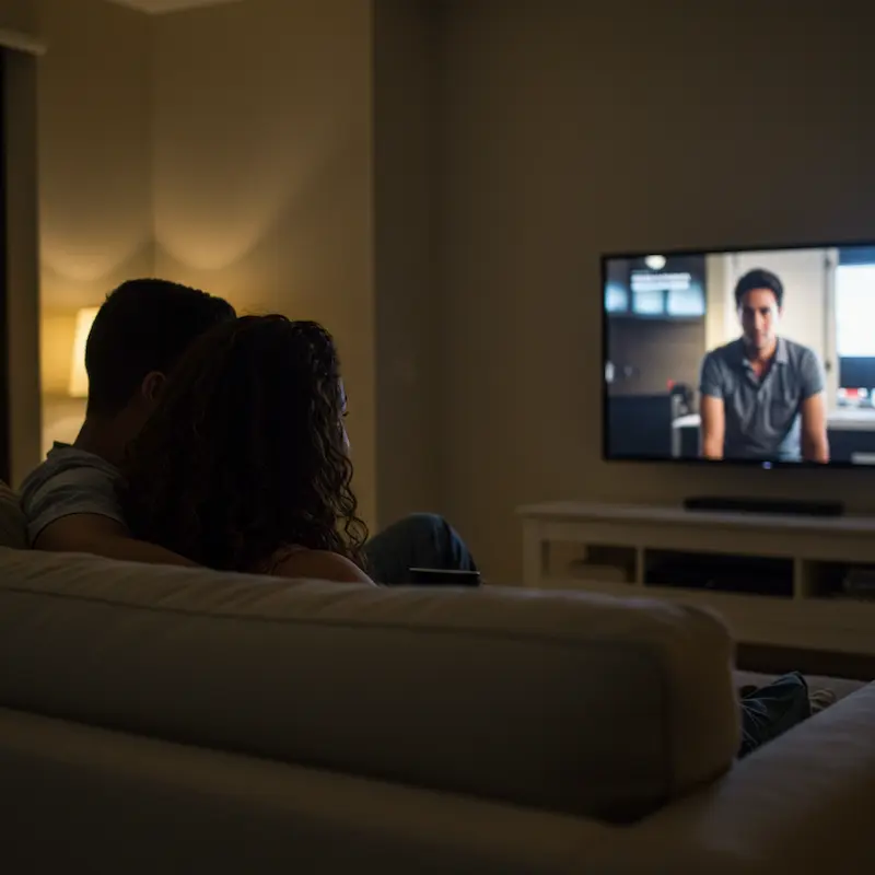 Casal assistindo IPTV da Videiras